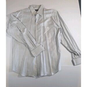 Canali Mens Blue Check Spread Collar Dress Shirt 16 / 41cm Flaw